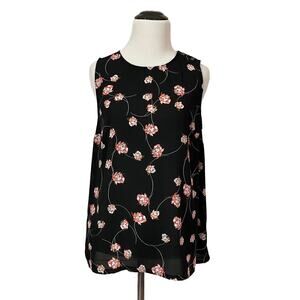 Who What Wear Sleeveless Floral Top - Black - Small
